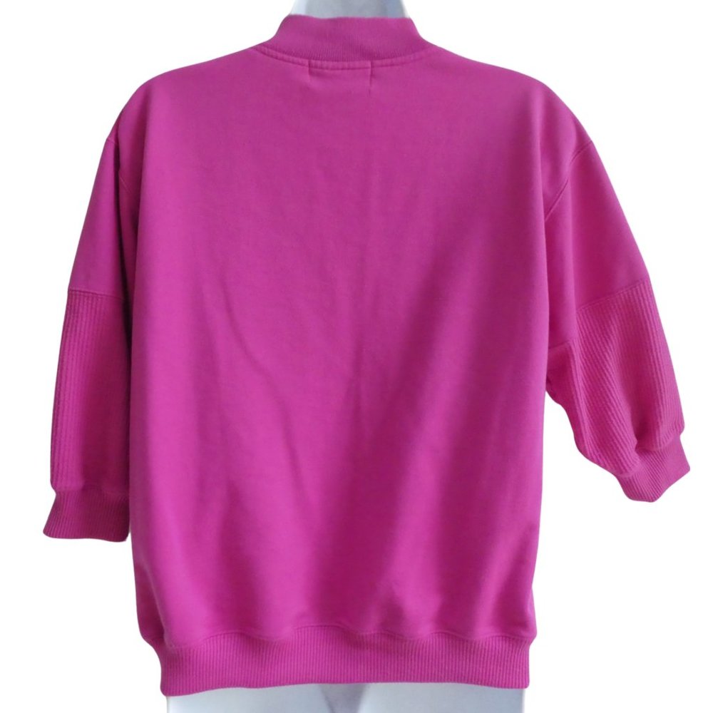 Vintage 70s Mixed Media Sweatshirt Sweater Quarter Zip Butterflies Mock Neck M - Picture 2 of 8